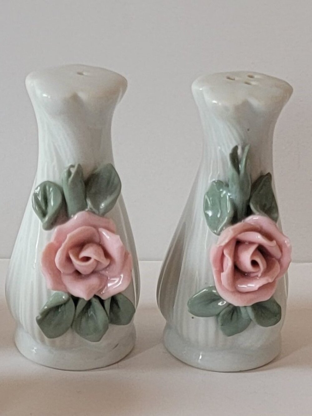 Pink Rosebud Salt & Pepper Shakers